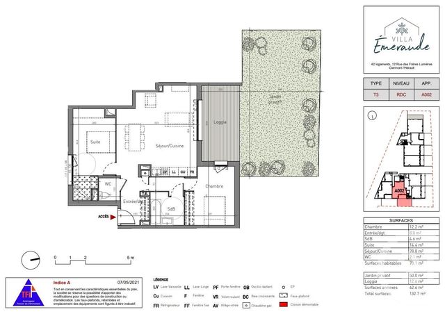 Appartement T3 à vendre - 3 pièces - 70.1 m2 - CLERMONT L HERAULT - 34 - LANGUEDOC-ROUSSILLON - Century 21 Terrasses Et Vallées